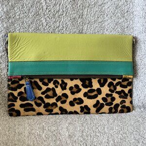 Lime Green & Jade Green | Gemma Leather and Hair on Hide Fold Over Crossbody Bag